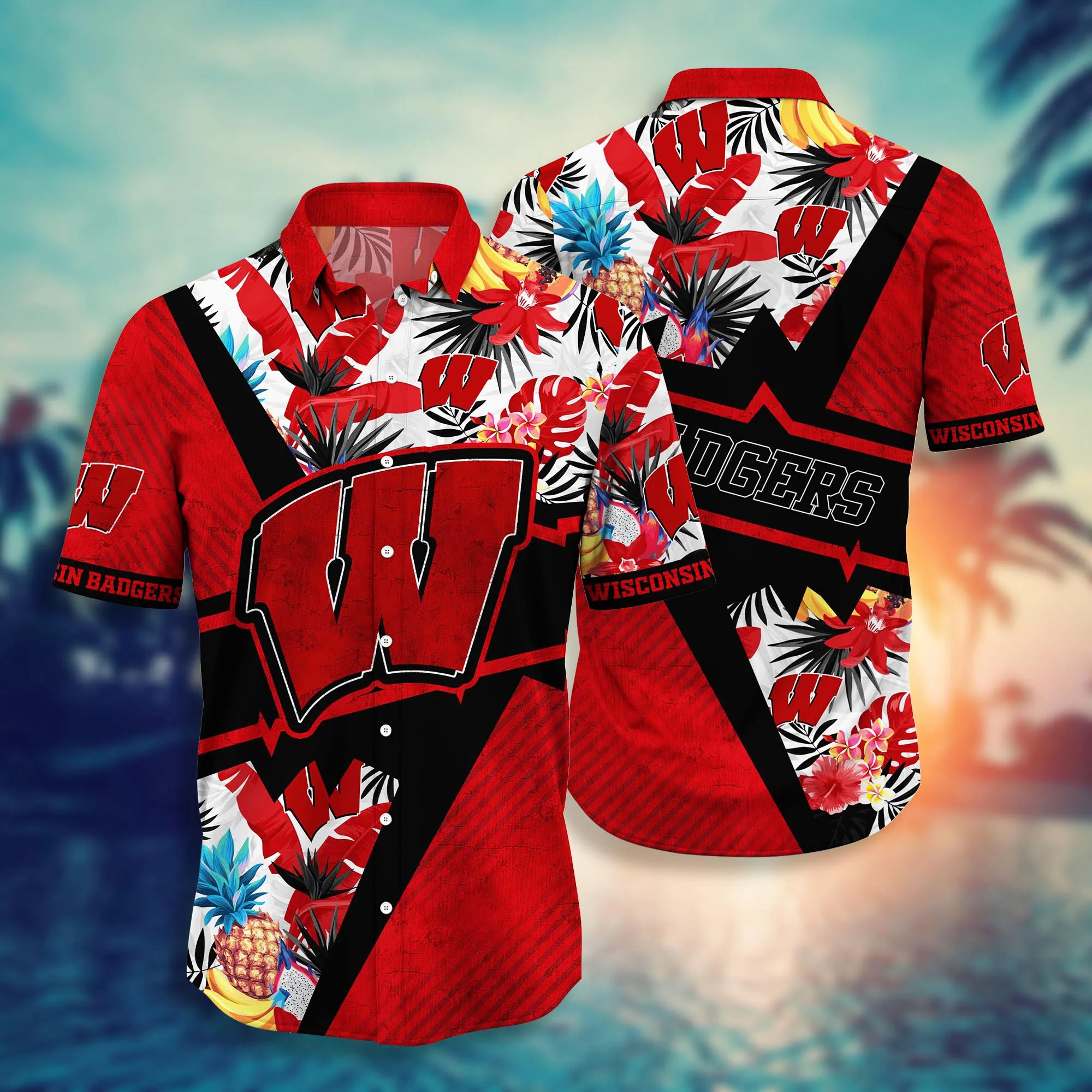 Wisconsin Badgers NCAA Hawaiian Shirt Summertime Aloha Shirt