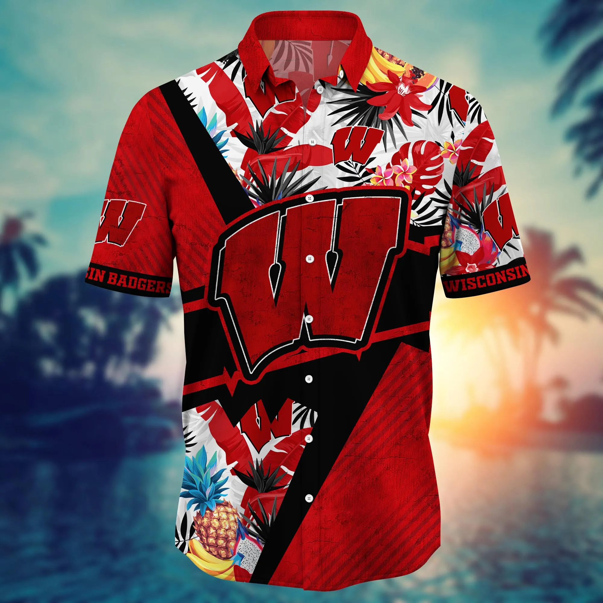 Wisconsin Badgers NCAA Hawaiian Shirt Summertime Aloha Shirt