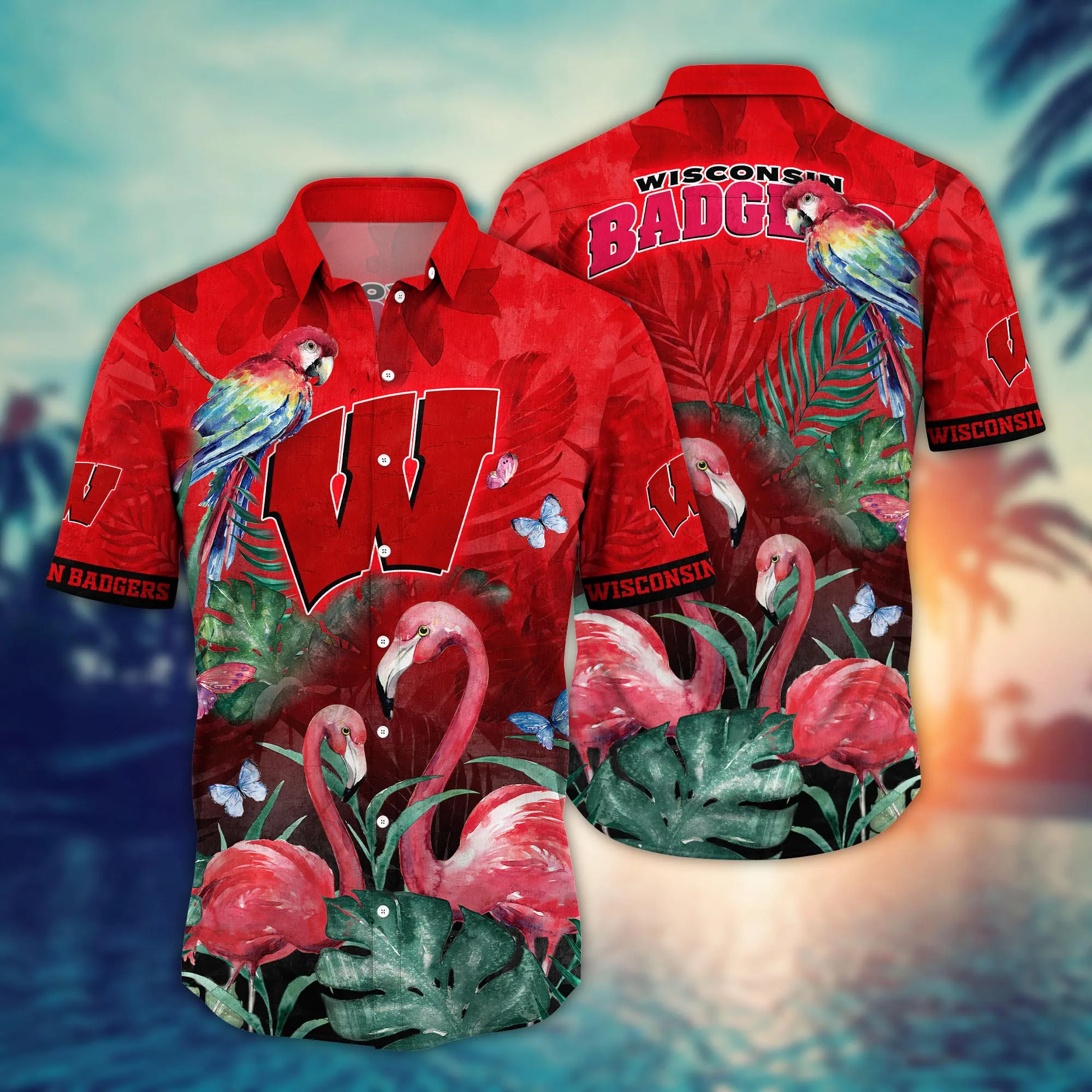 Wisconsin Badgers NCAA Hawaiian Shirt Sunsets Aloha Shirt
