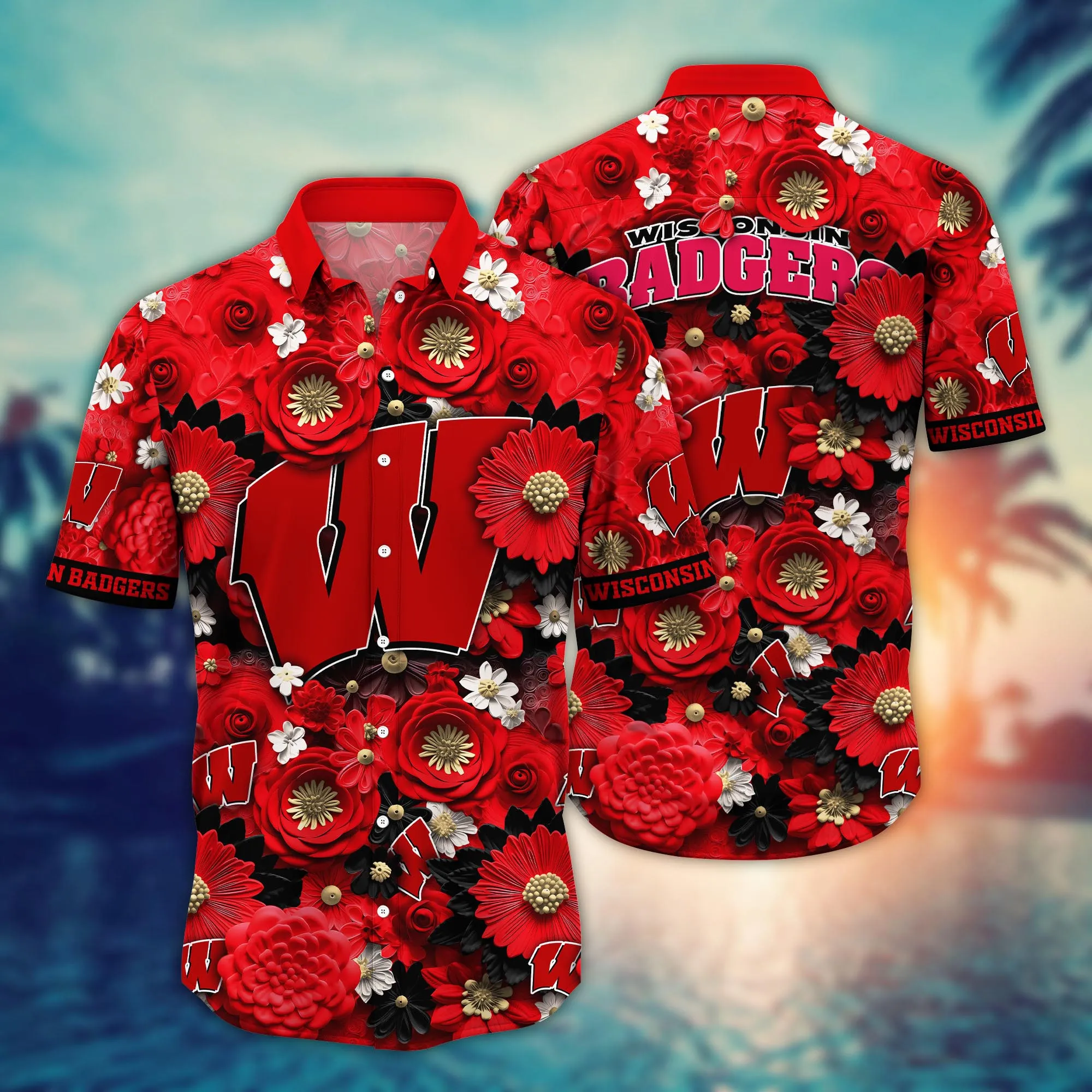 Wisconsin Badgers NCAA Hawaiian Shirt Trending For This Summer Customize Shirt Any Team