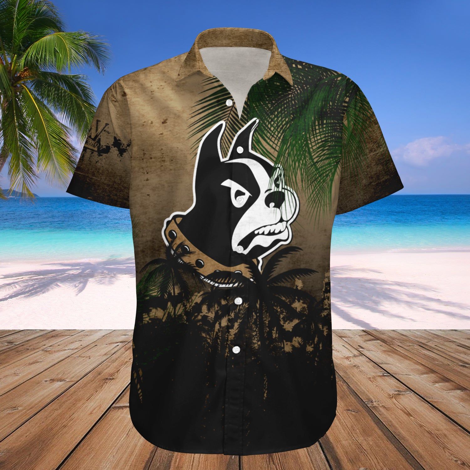 Wofford Terriers Hawaii Shirt Set Coconut Tree Tropical Grunge – NCAA