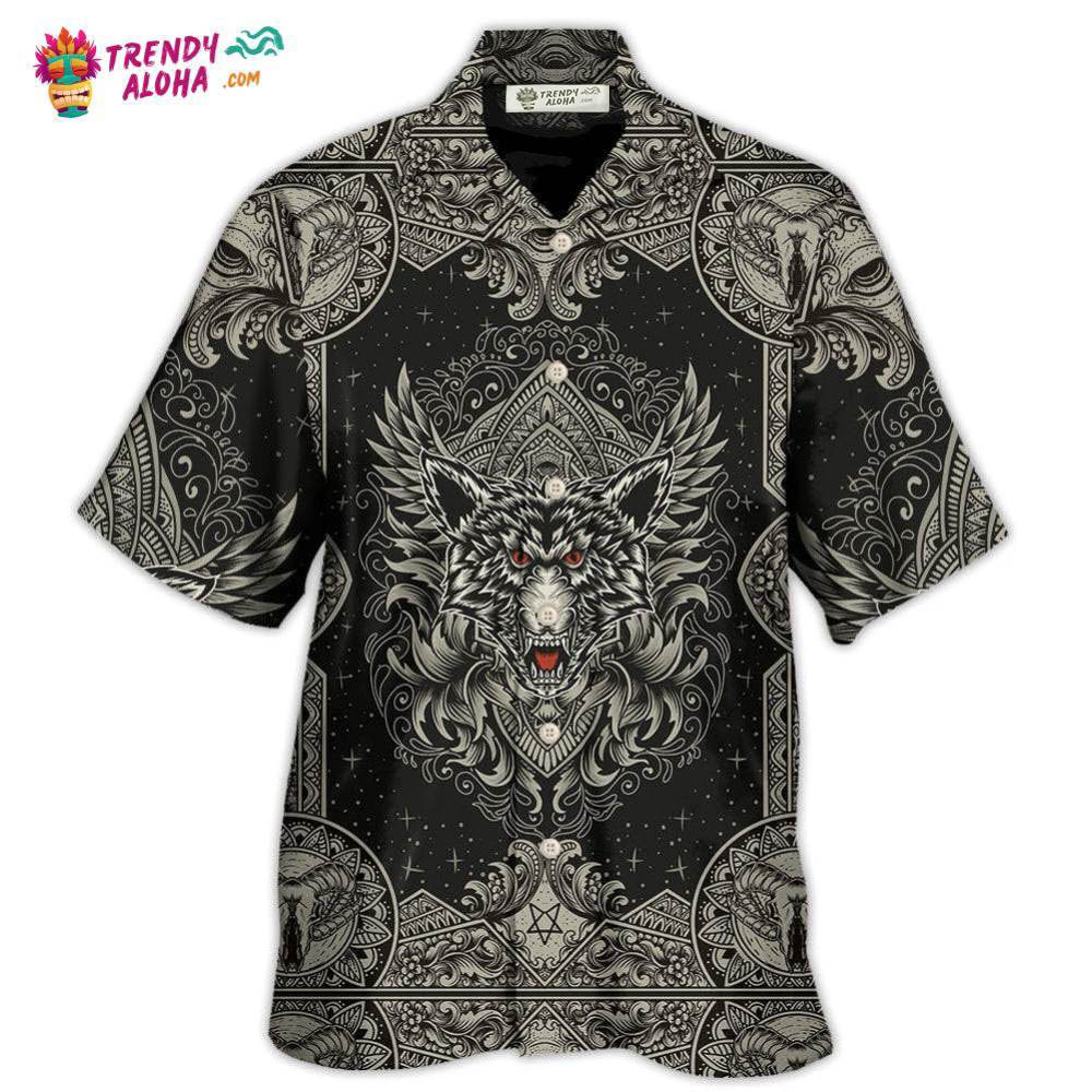 Wolf Art Line Darkness Hawaiian Shirt – Trendy Aloha Wolf Art Line Darkness Hawaiian Shirt – Trendy Aloha