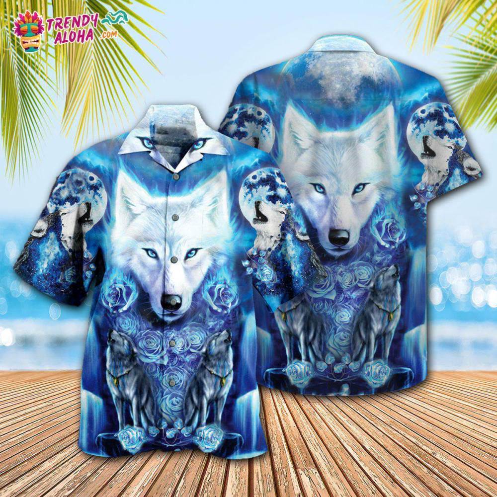 Wolf Blue Cool Hawaiian Shirt – Trendy Aloha
