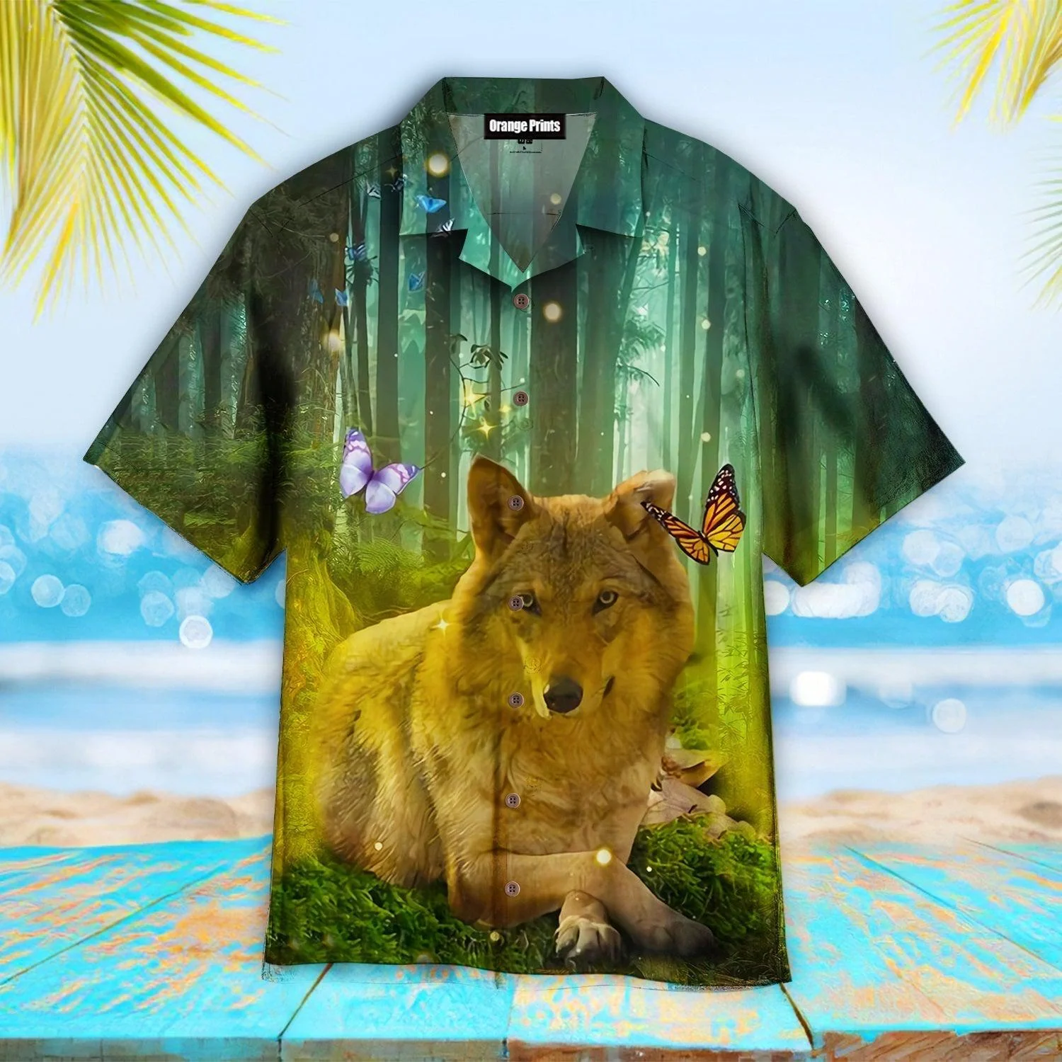 Wolf Butterfly In The Forest Trendy Hawaiian Shirt For