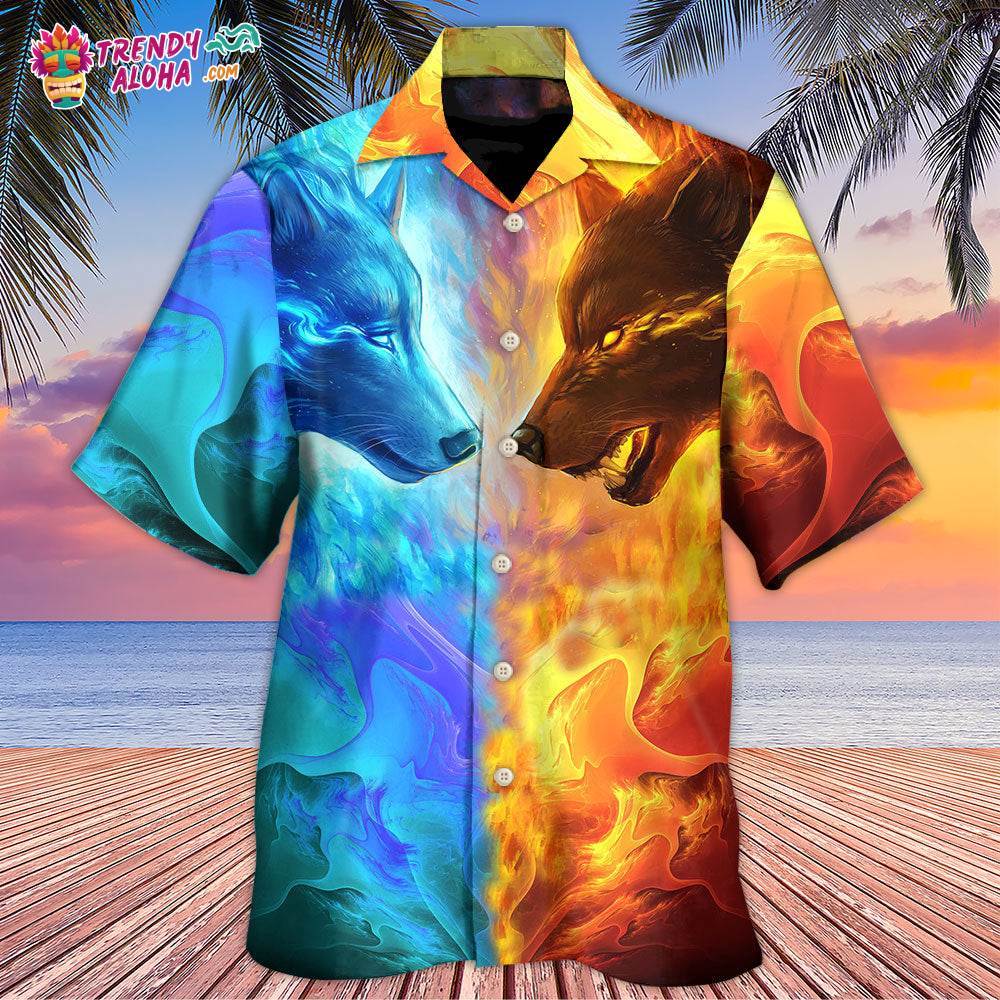 Wolf Couple And Fire Art Hawaiian Shirt – Trendy Aloha