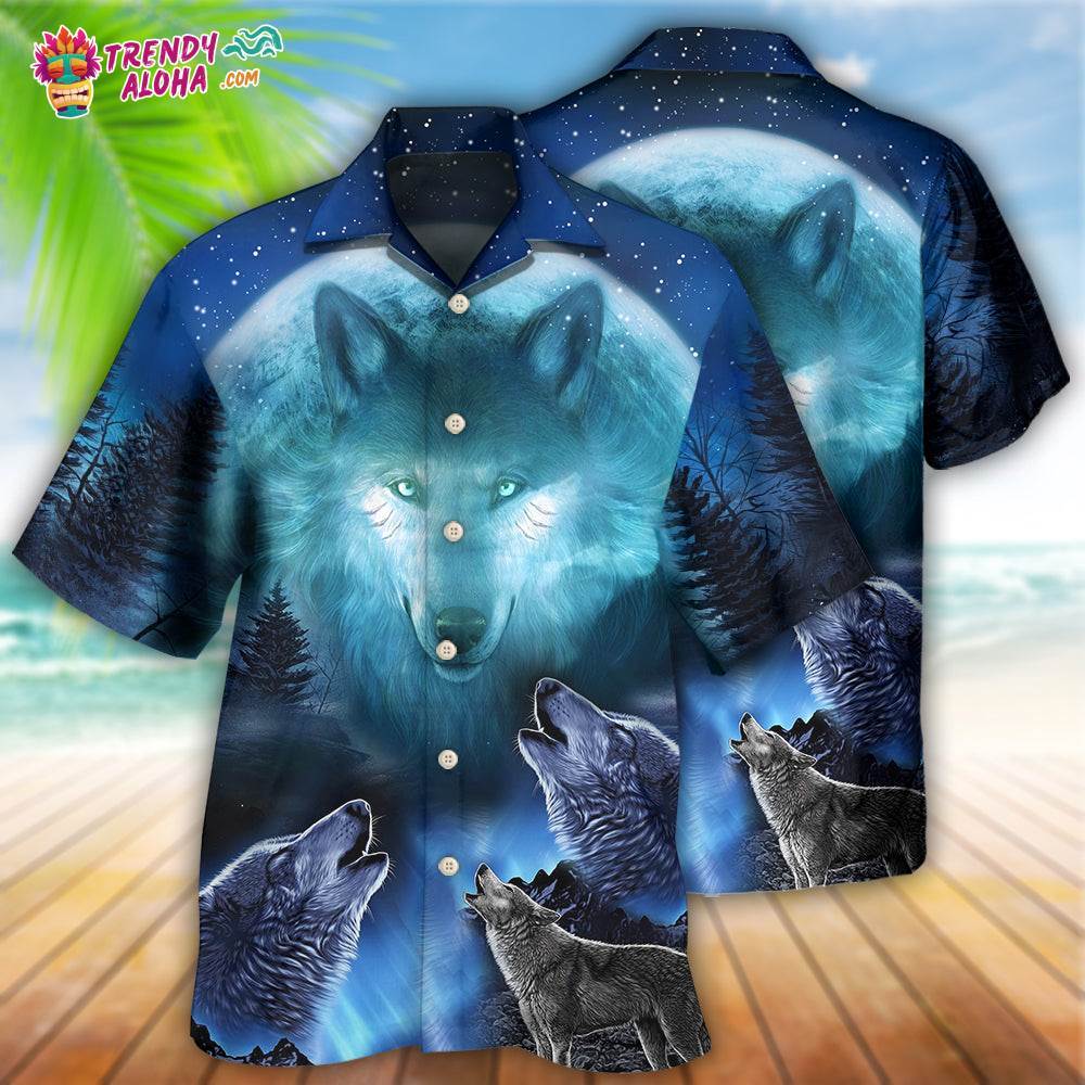 Wolf Gray And Blue Hawaiian Shirt – Trendy Aloha