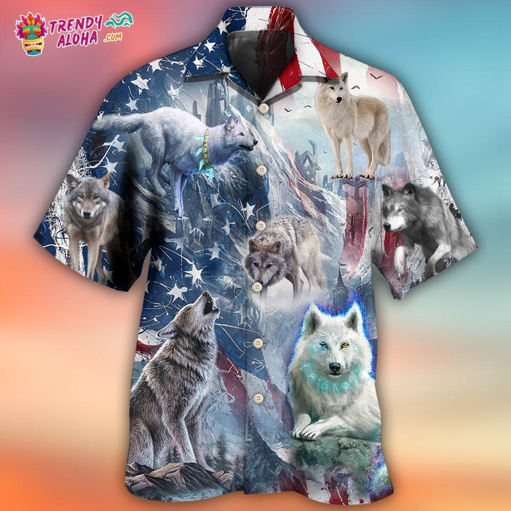 Wolf Independence Day Snow Mountain Hawaiian Shirt – Trendy Aloha