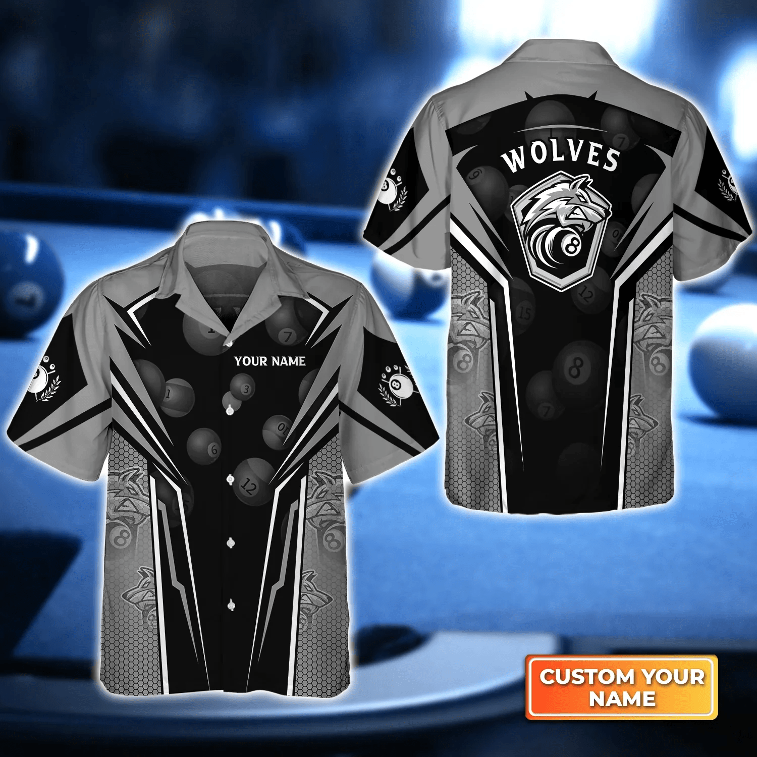 Wolf Pack Billiards: 3D Trendy Hawaiian Shirt for Skillful Billiard Team and Players