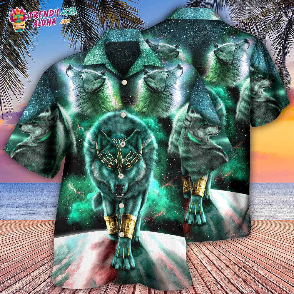 Wolf Warrior Galaxy Style Hawaiian Shirt – Trendy Aloha