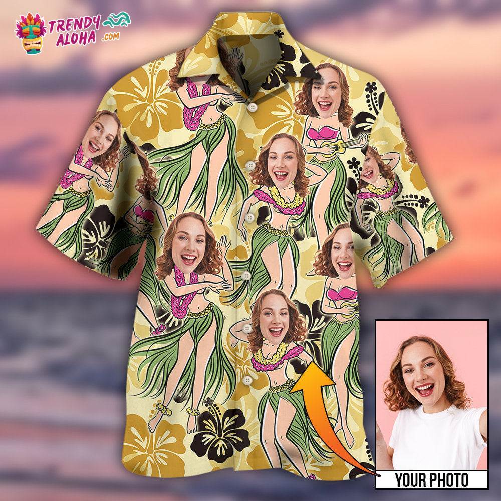 Woman Face Custom Photo Aloha Tropical Hawaiian Shirt – Trendy Aloha