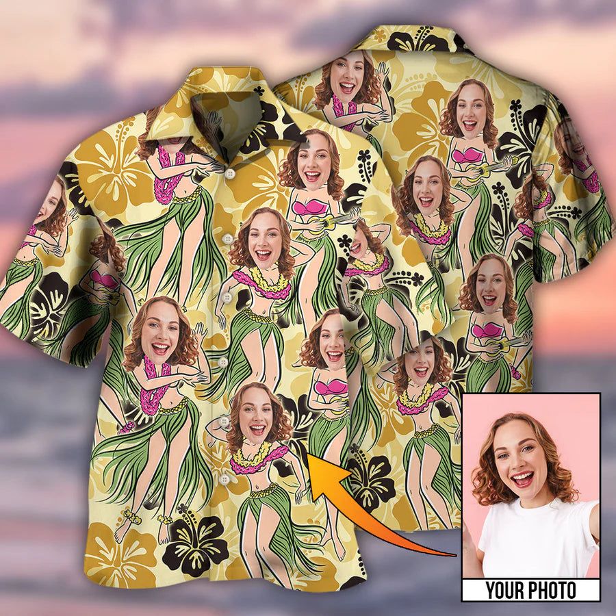 Woman Face Custom Photo Aloha Tropical Hawaiian Shirt Woman Face Custom Photo Aloha Tropical Hawaiian Shirt