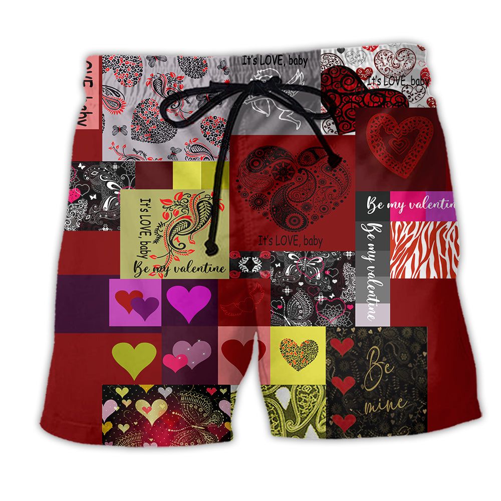 Women’s Day, Valentine Gift Beautiful Heart Paisley Red Trendy Aloha Hawaiian Beach Shorts