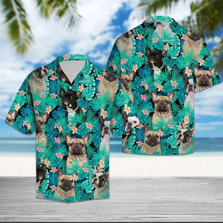 Wonderful French Bulldog Tropical Jungle Design Trendy Hawaiian Shirt