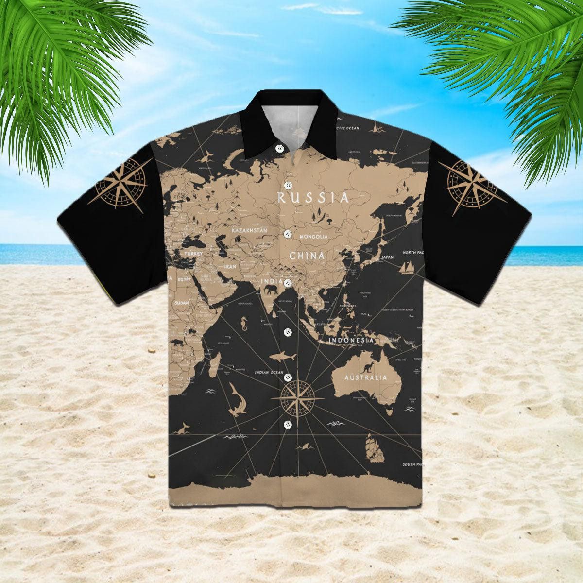 World Map Vintage Trendy Hawaiian Shirt