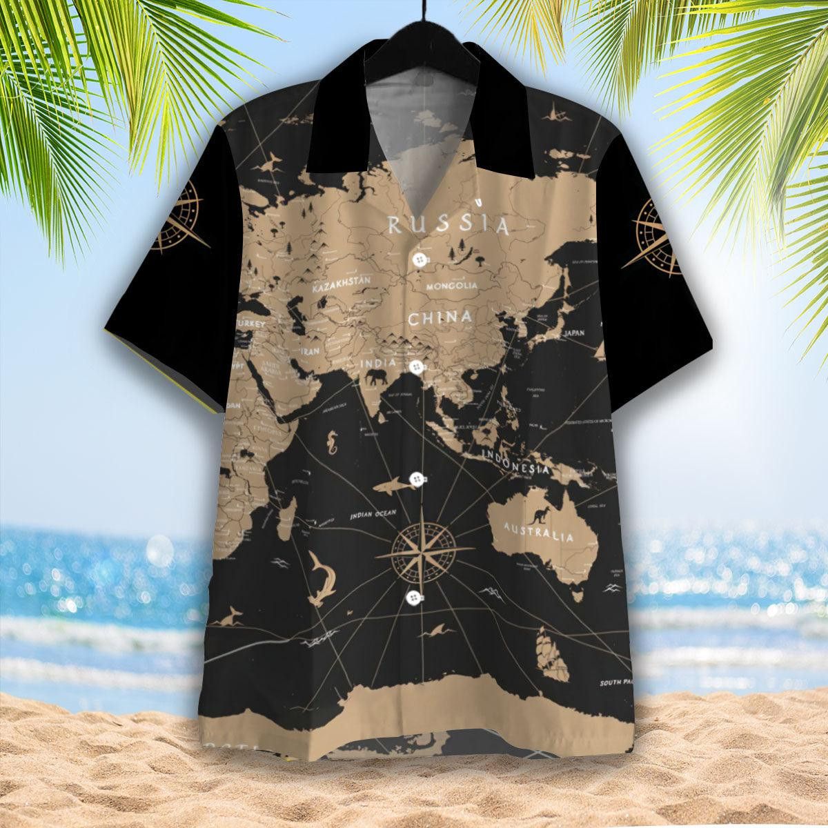 World Map Vintage Trendy Hawaiian Shirt World Map Vintage Trendy Hawaiian Shirt