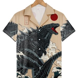 3D King Of Monster Godzilla Japanese Gojira Hawaiian Shirt, Vintage Hawaii Beach Shirt, Godzilla Lovers Shirt, Japanese Styles