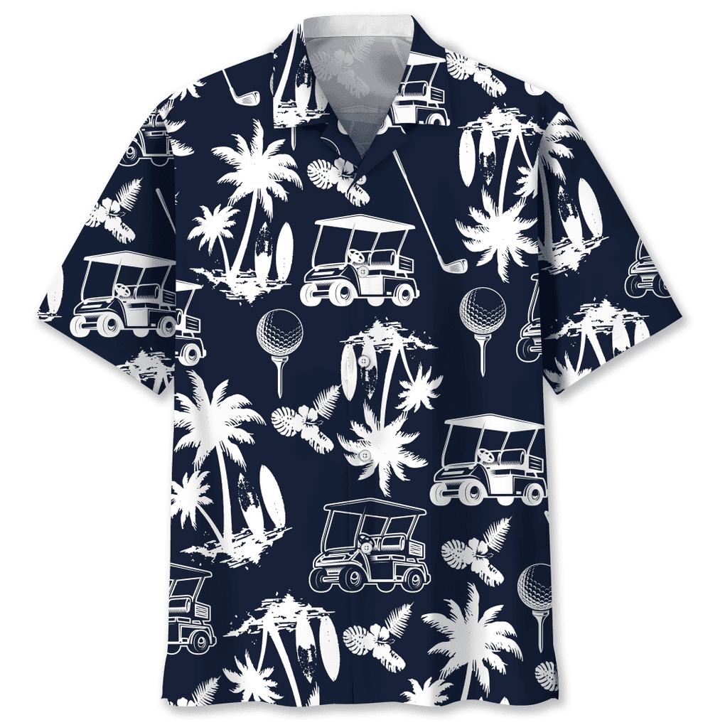 Yellow Hawaiian Pineapple Print Men's Golf Shirts