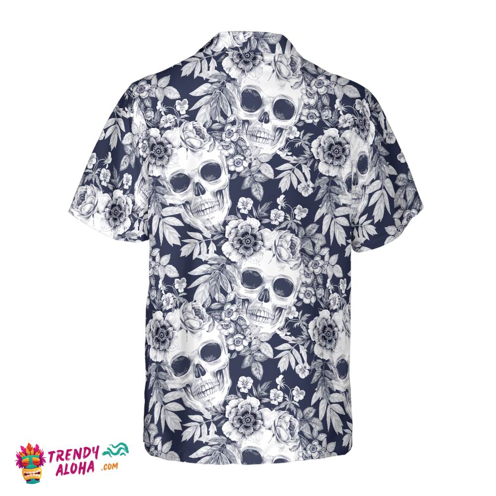 Wreaths Of Garden Flowers And Skulls Hawaiian Shirt
