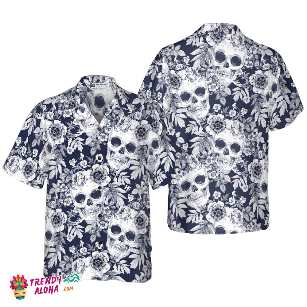 Wreaths Of Garden Flowers And Skulls Hawaiian Shirt Wreaths Of Garden Flowers And Skulls Hawaiian Shirt