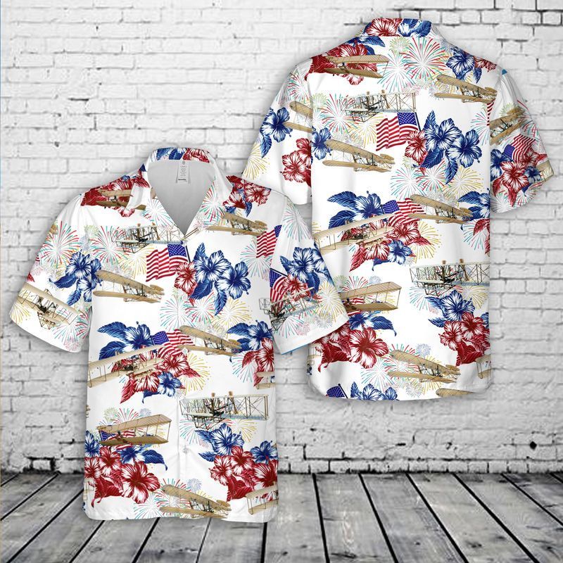 Wright Flyer 4Th Of July Trendy Hawaiian Shirt, Patriotic Trendy Hawaiian Shirt For Men