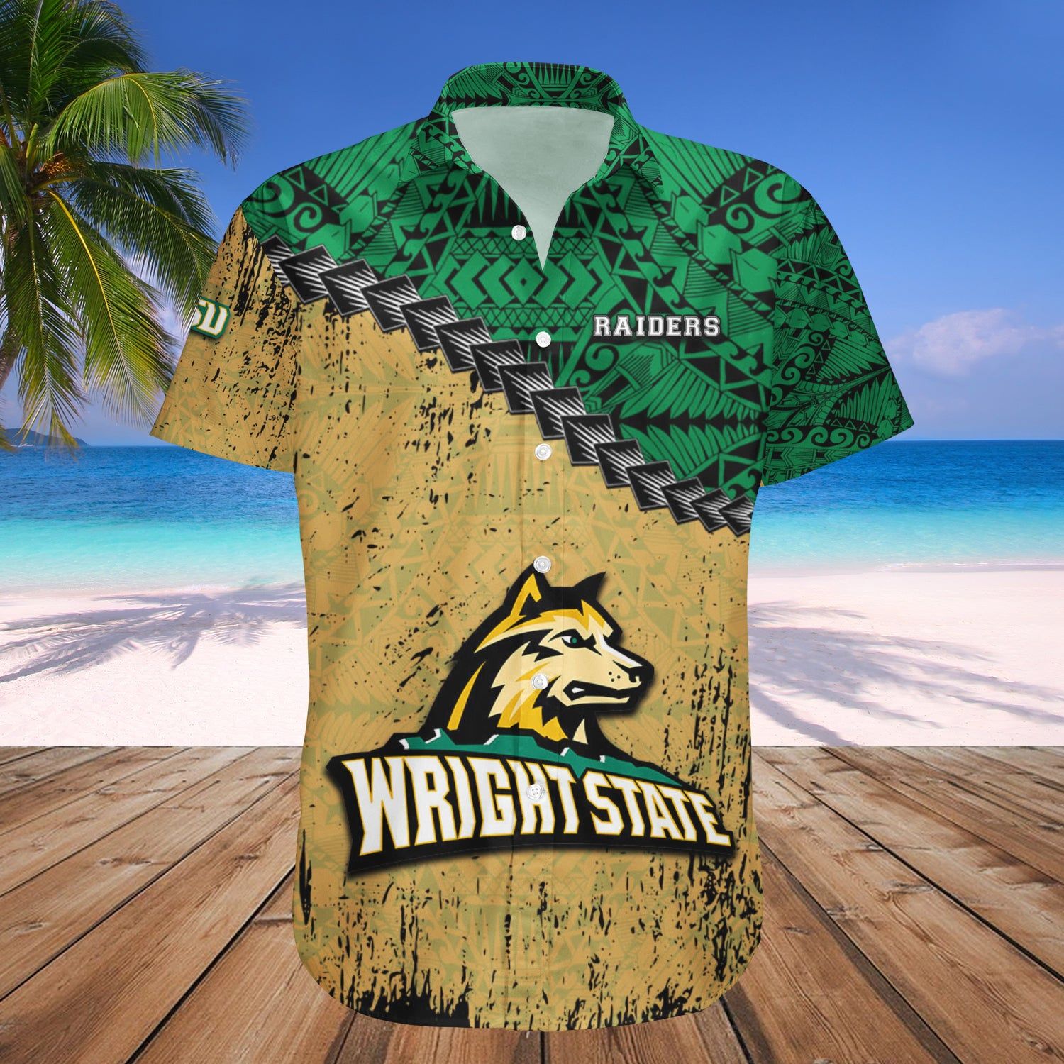 Wright State Raiders Hawaii Shirt Set Grunge Polynesian Tattoo – NCAA