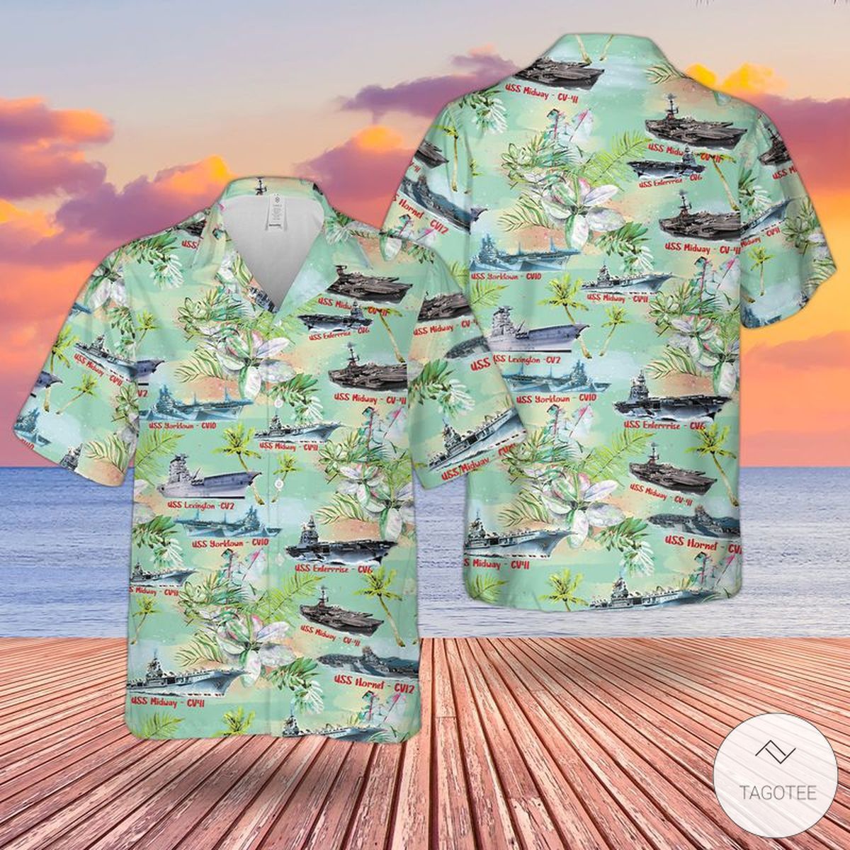 WWII US Navy Aircraft Hawaiian Shirt Tropical