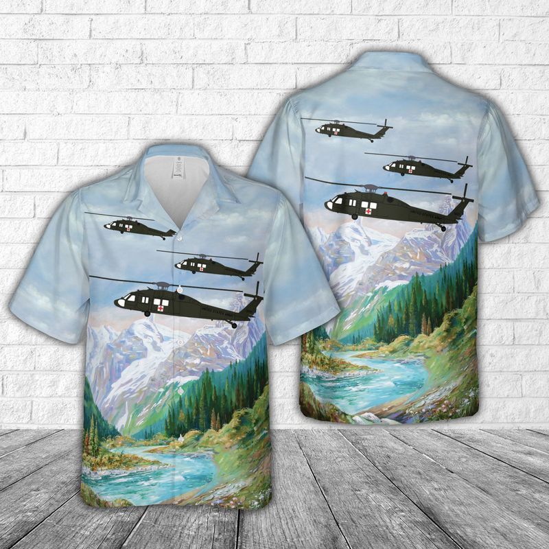 Wyoming Army National Guard 2Nd Battalion, 211Th Aviation Regiment General Support Hh60 Blackhawk Trendy Hawaiian Shirt