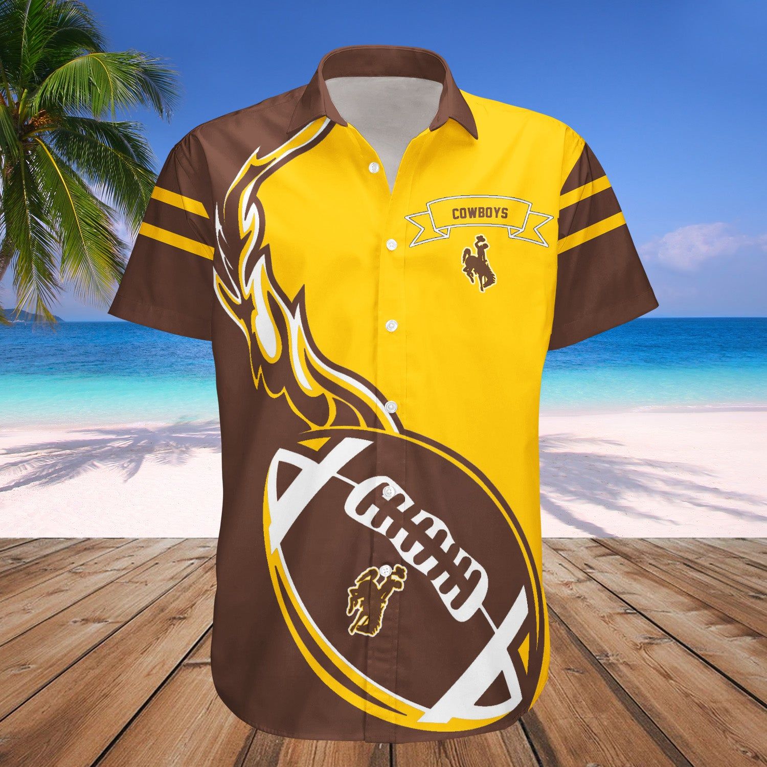 Wyoming Cowboys Hawaii Shirt Set Flame Ball – NCAA