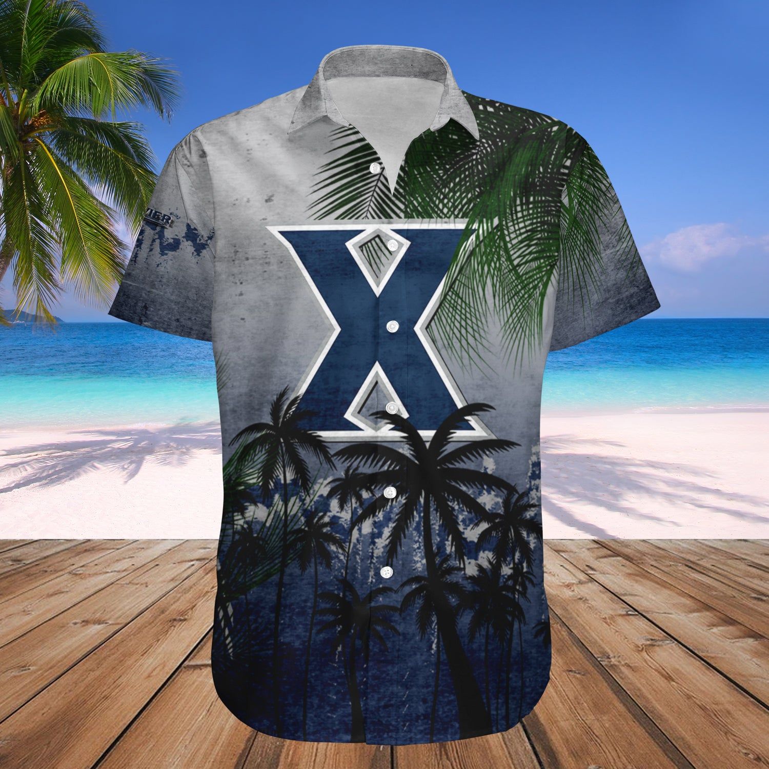 Xavier Musketeers Hawaii Shirt Set Coconut Tree Tropical Grunge – NCAA