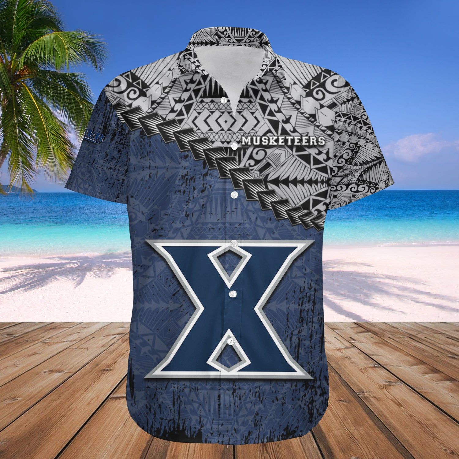 Xavier Musketeers Hawaii Shirt Set Grunge Polynesian Tattoo – NCAA