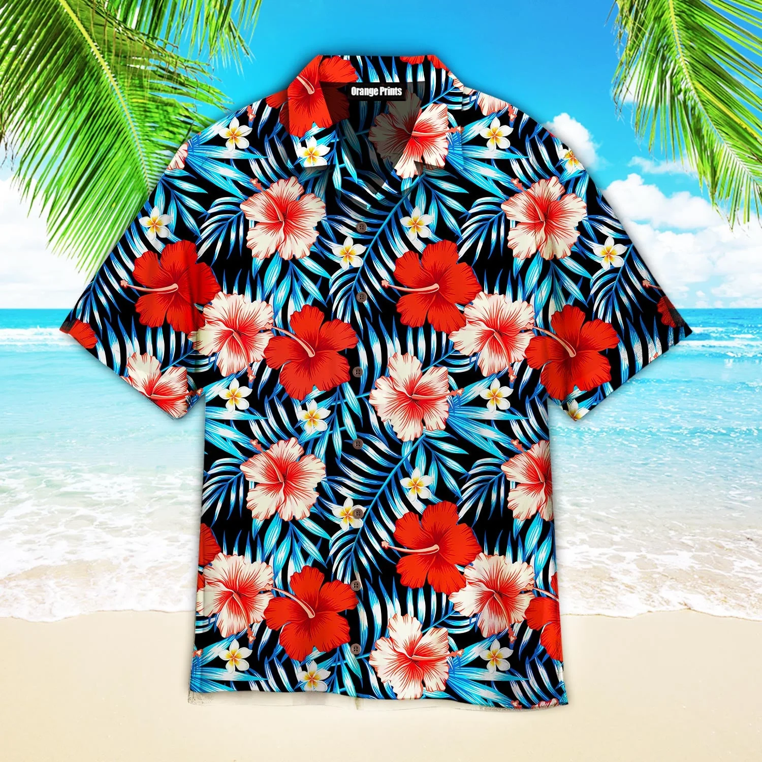 Xmas Red Floral Tropical Trendy Hawaiian Shirt