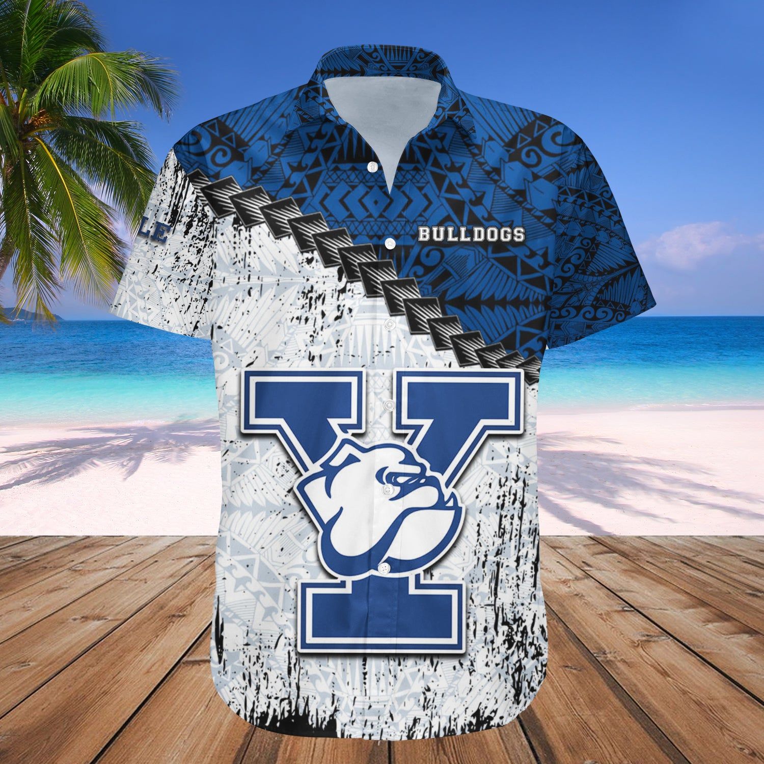 Yale Bulldogs Hawaii Shirt Set Grunge Polynesian Tattoo – NCAA