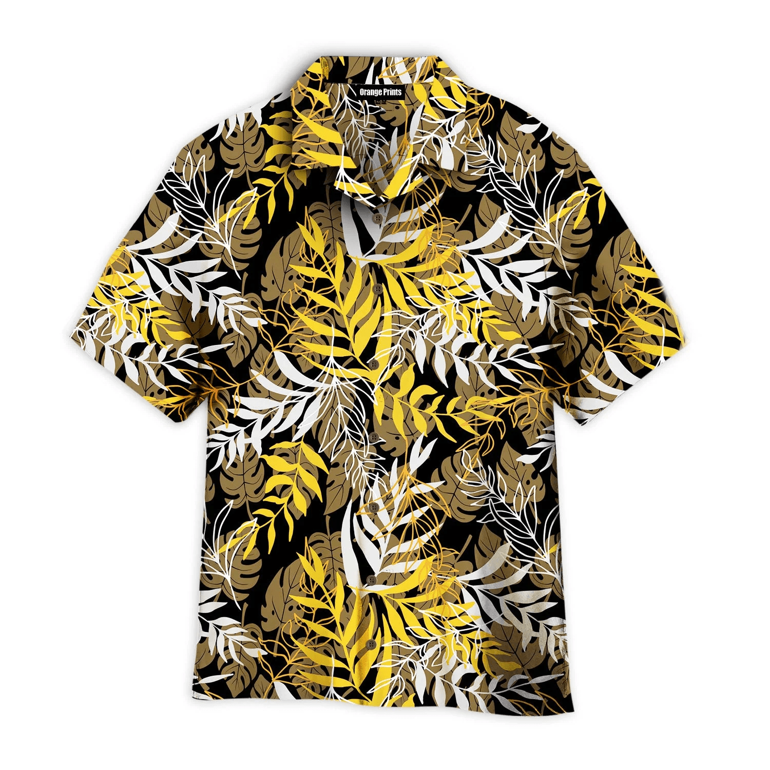 Yellow And Brown Palm Leaves Pattern Hawaiian Shirt