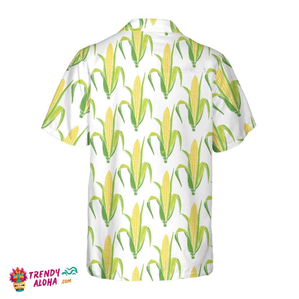 Yellow Corncobs With Green Leaves Corn Hawaiian Shirt, Corn Shirt Short Sleeve, Button Corn Cob Shirt Corn Gift
