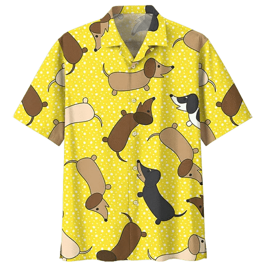 Yellow Dachshund Watercolor Trendy Hawaiian Shirt