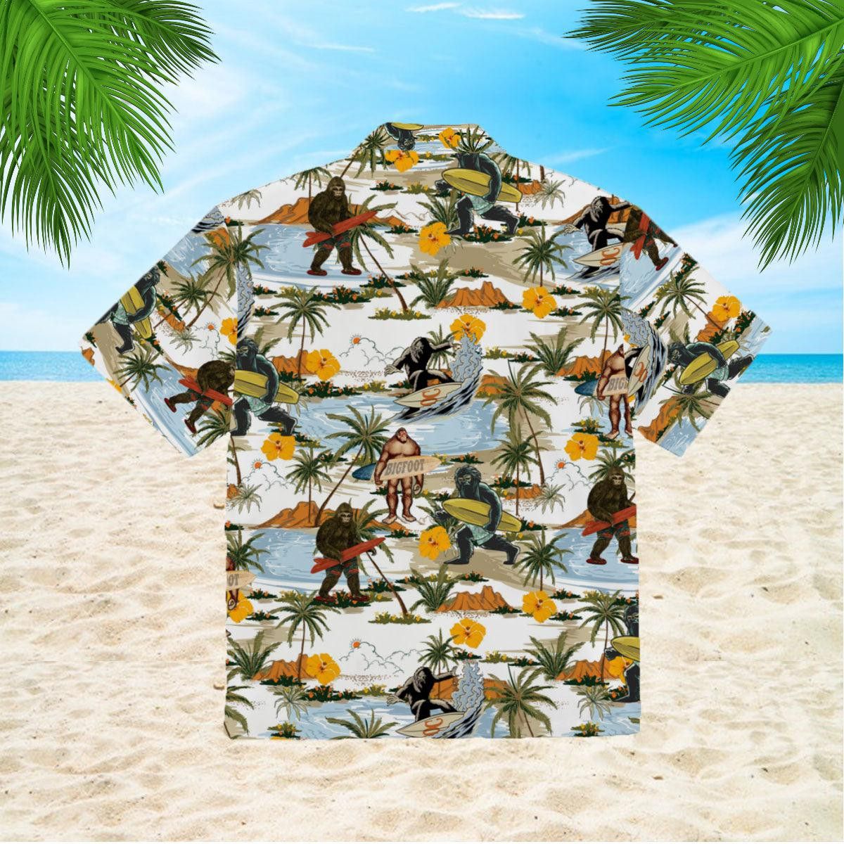 Yellow Hibicus Bigfoot Trendy Hawaiian Shirt