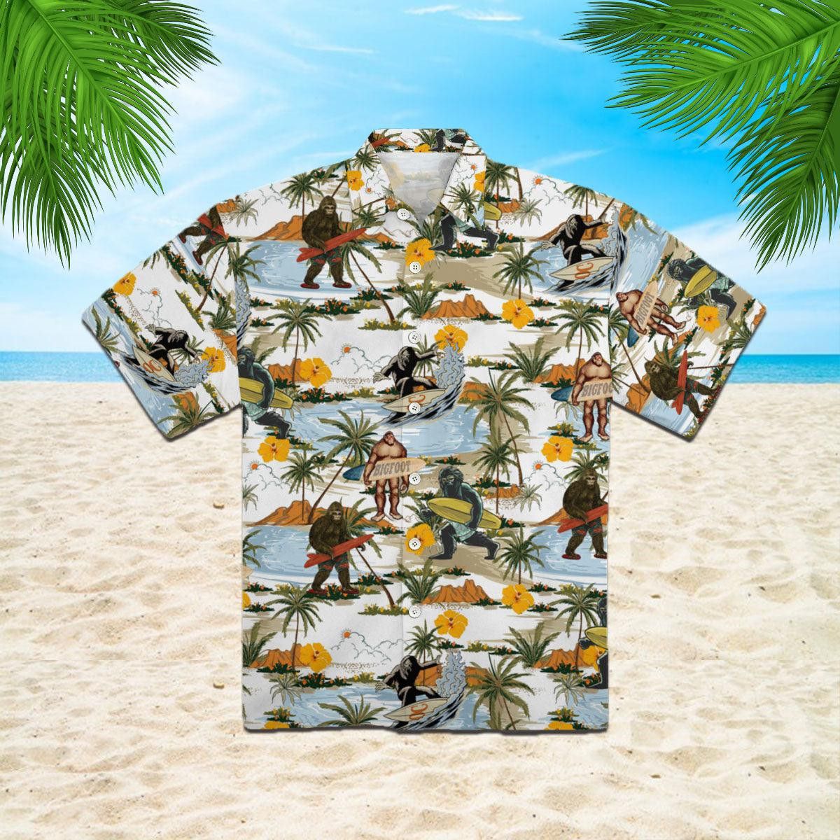 Yellow Hibicus Bigfoot Trendy Hawaiian Shirt Yellow Hibicus Bigfoot Trendy Hawaiian Shirt