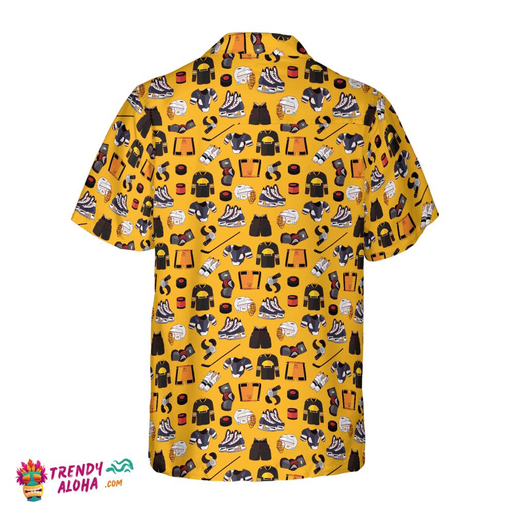 Yellow Ice Hockey Gear Hawaiian Shirt