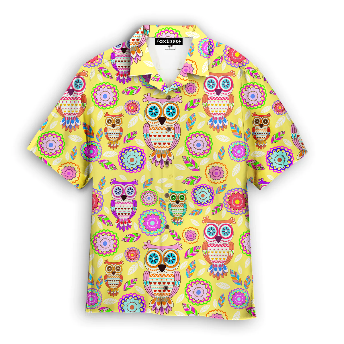 Yellow Owl And Flowers Hawaiian Shirt For Aloha Shirt