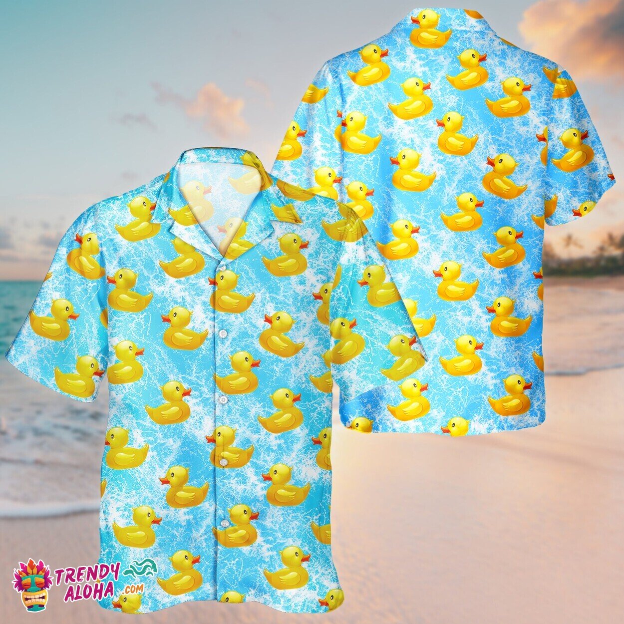 Yellow Rubber Duck 3D Print Unisex Aloha Short Sleeve Hawaiian Shirt