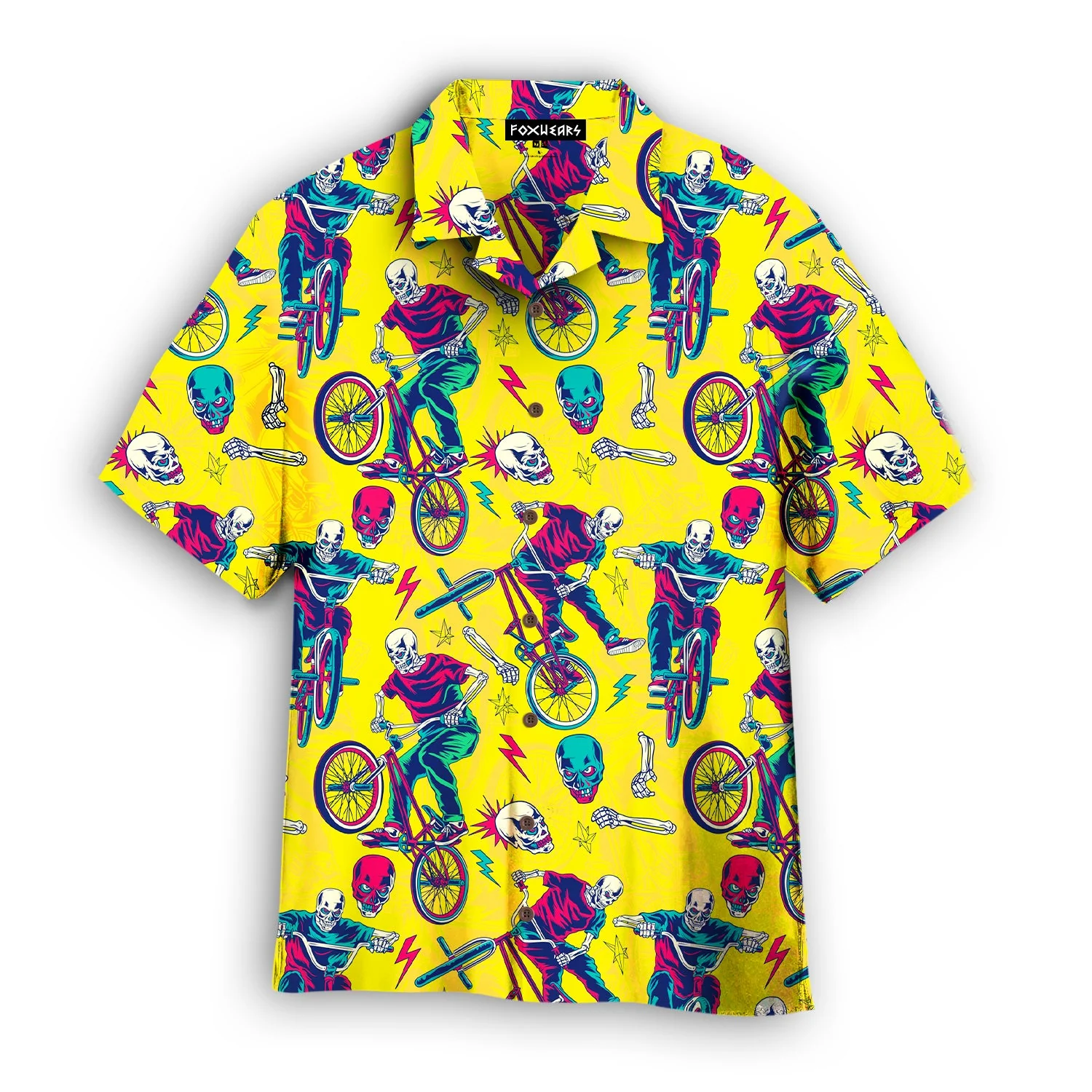 Yellow Skull Riding Bike Trendy Hawaiian Shirt Yellow Skull Riding Bike Trendy Hawaiian Shirt
