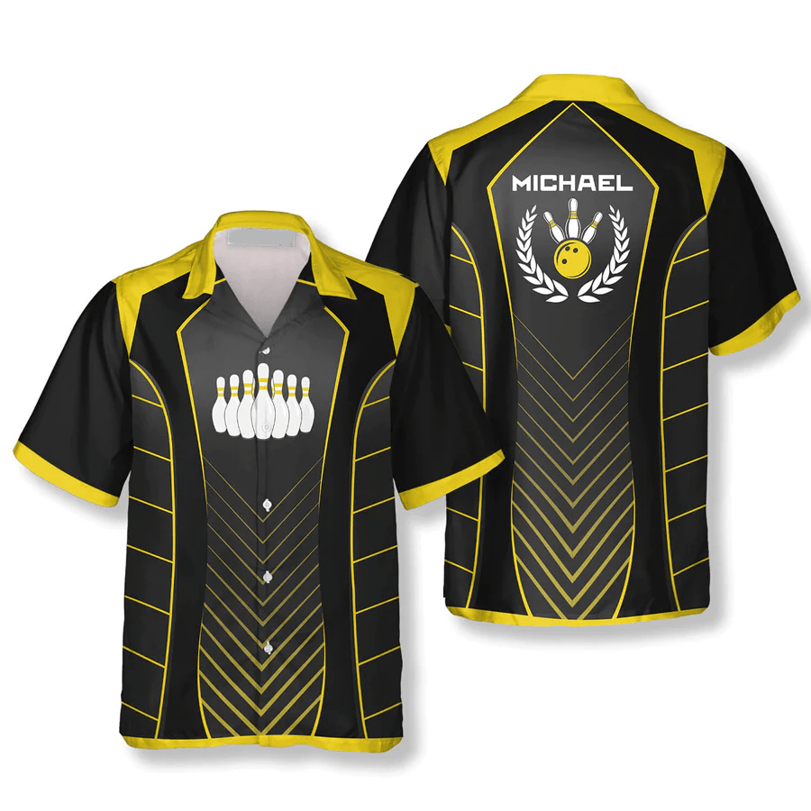 Yellow Sports Style Emblem Custom Bowling Trendy Hawaiian Shirt Yellow Sports Style Emblem Custom Bowling Trendy Hawaiian Shirt