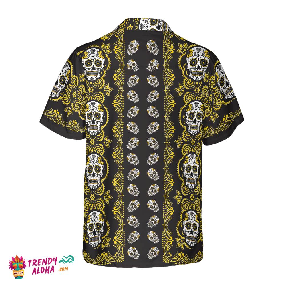 Yellow Sugar Skull Hawaiian Shirt