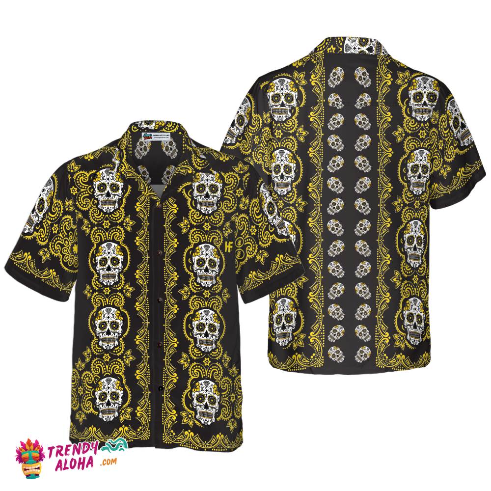 Yellow Sugar Skull Hawaiian Shirt Yellow Sugar Skull Hawaiian Shirt