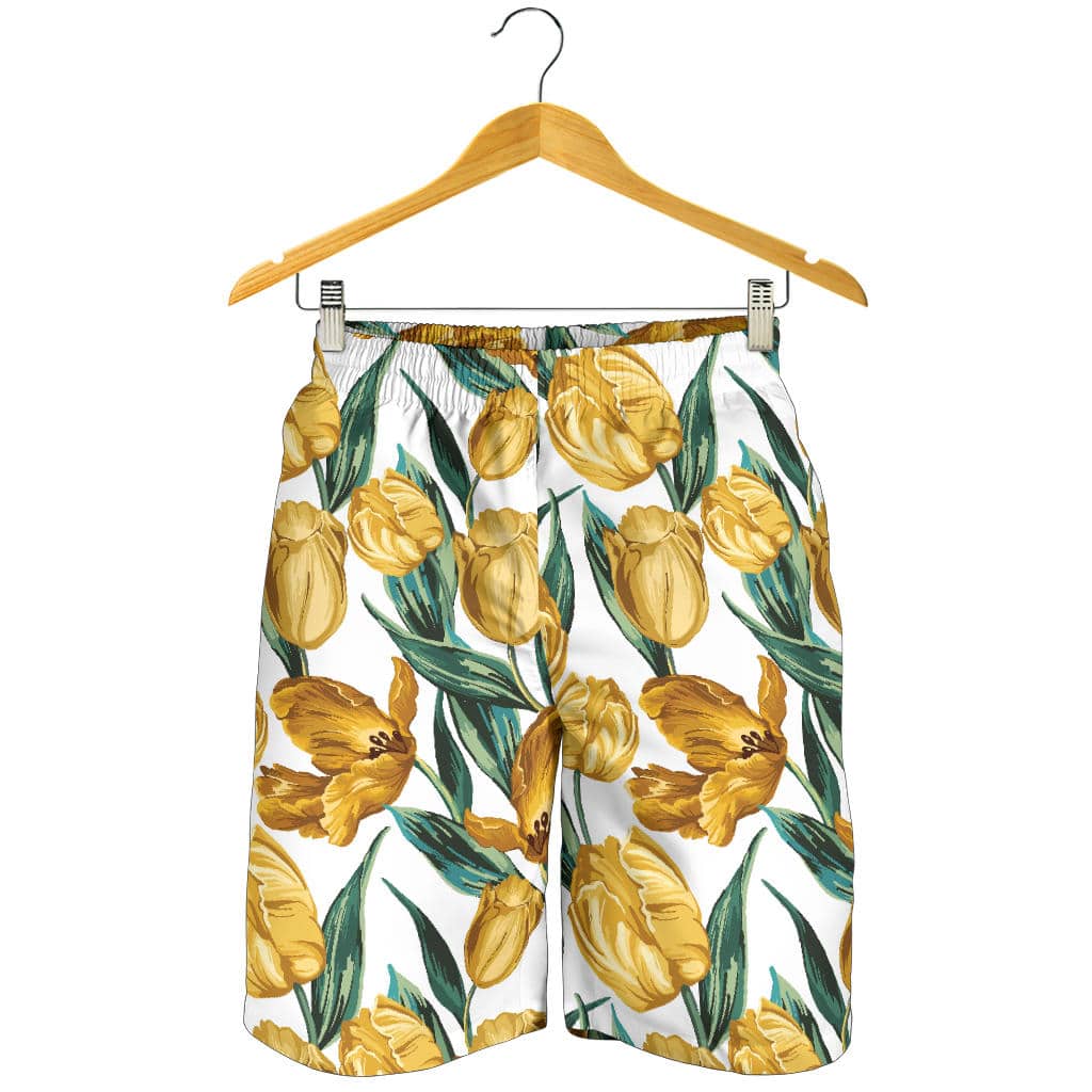 Yellow Tulips Pattern For Men Women Kid Shorts