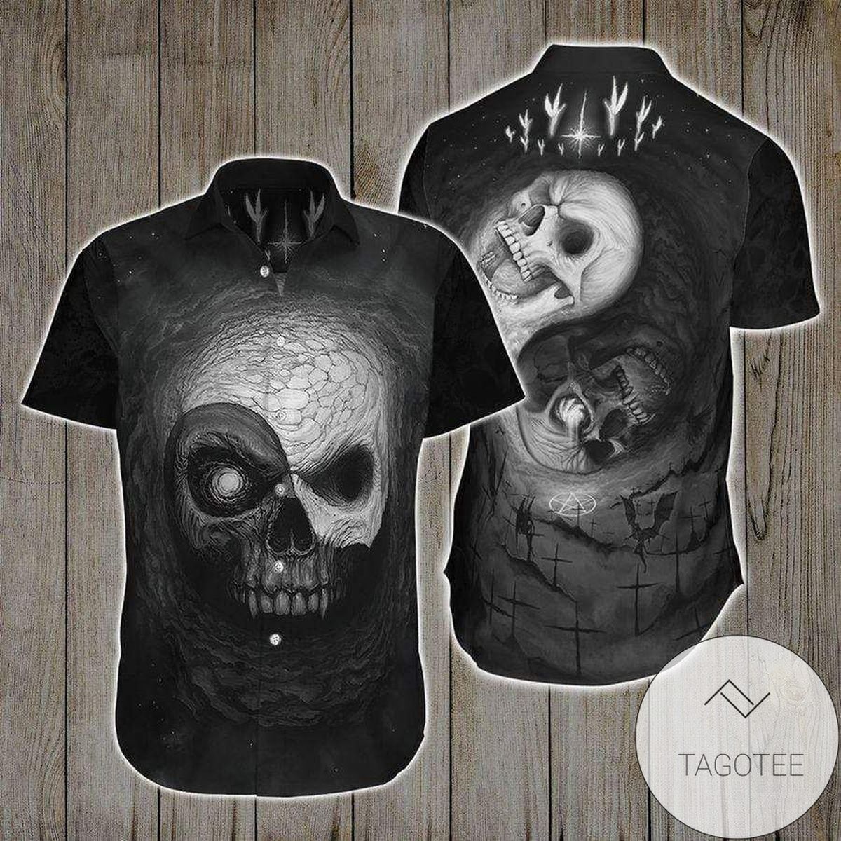 Ying Yang Design Hawaiian Shirt Celebrating Skull Elegance Tropical