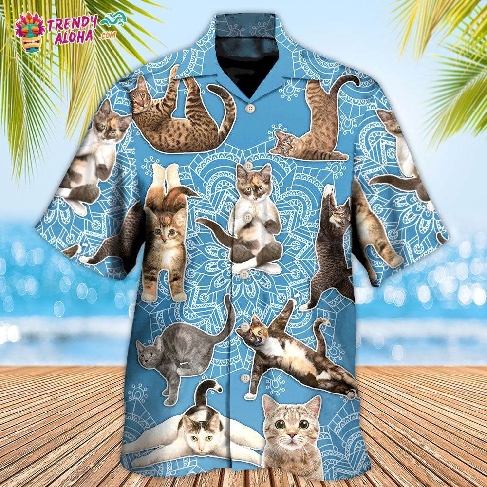Yoga Cat Lover Mandala Hawaiian Shirt – Trendy Aloha