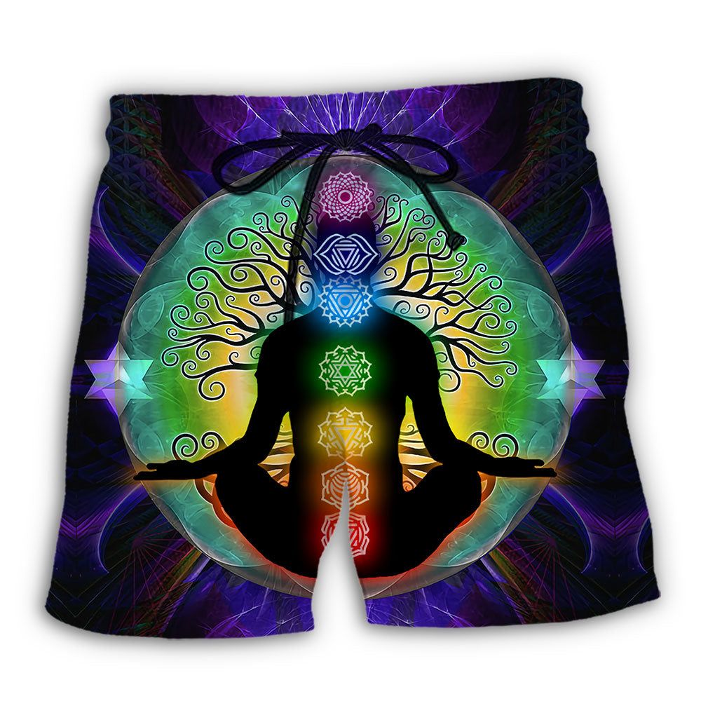 Yoga Chakra Healing Color Trendy Aloha Hawaiian Beach Shorts