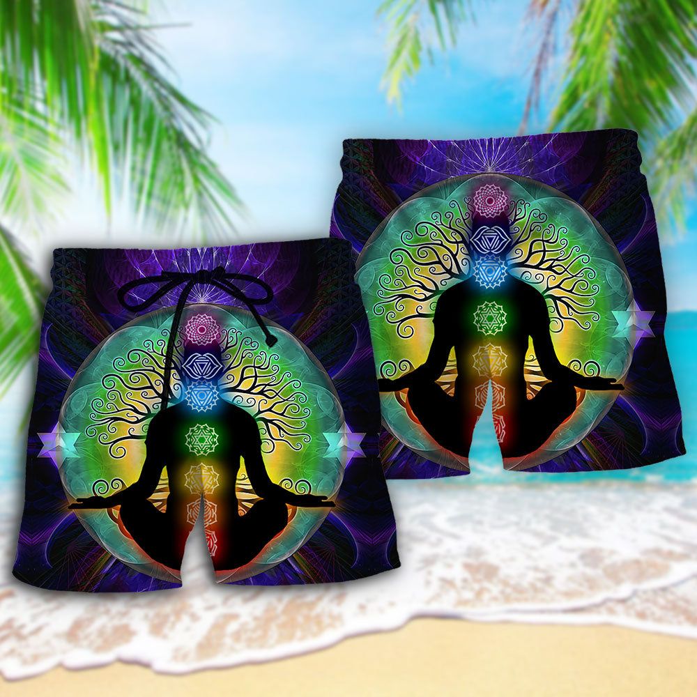 Yoga Chakra Healing Color Trendy Aloha Hawaiian Beach Shorts