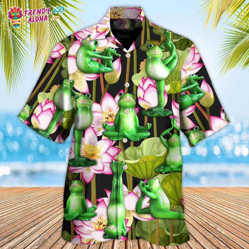 Yoga Frog And Lotus Tropical Hawaiian Shirt – Trendy Aloha